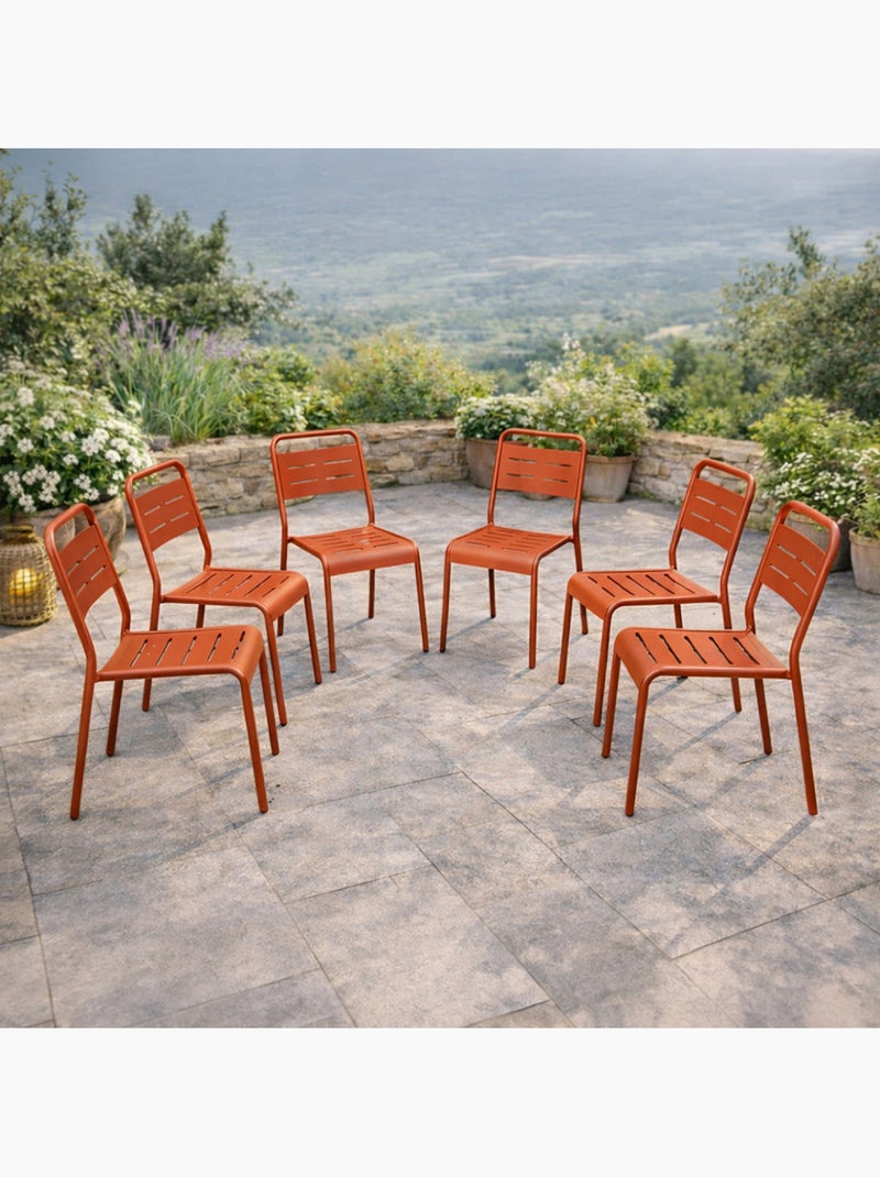 BERGAME Lot de 6 chaises de jardin empilables terracotta Terracotta - Kiabi