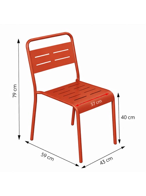 BERGAME Lot de 6 chaises de jardin empilables terracotta - Kiabi