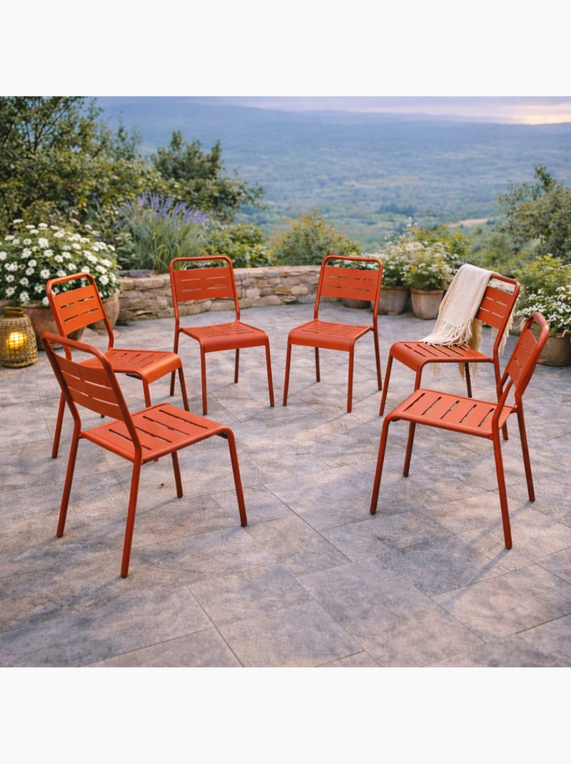 BERGAME Lot de 6 chaises de jardin empilables terracotta Terracotta - Kiabi