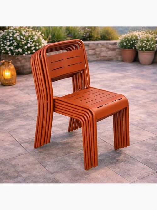 BERGAME Lot de 6 chaises de jardin empilables terracotta - Kiabi