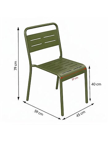 BERGAME Lot de 6 chaises de jardin empilables jaunes
