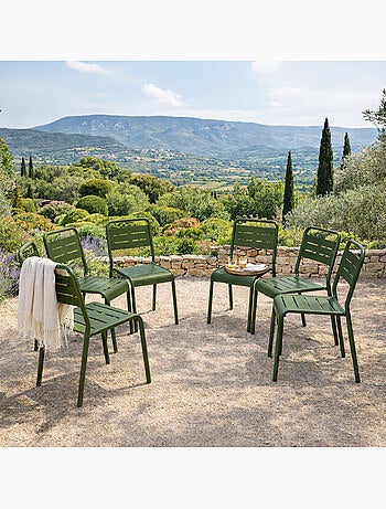 BERGAME Lot de 6 chaises de jardin empilables jaunes