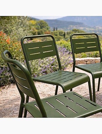 BERGAME Lot de 6 chaises de jardin empilables jaunes