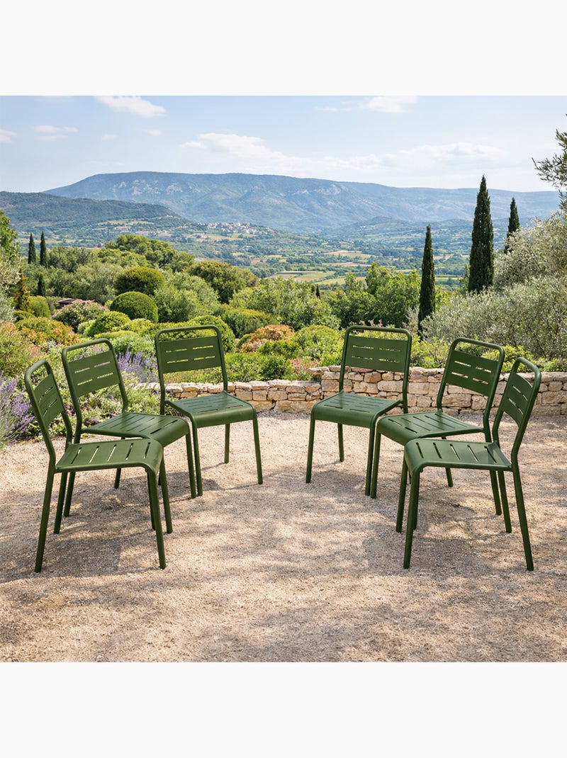 BERGAME Lot de 6 chaises de jardin empilables vertes Vert - Kiabi