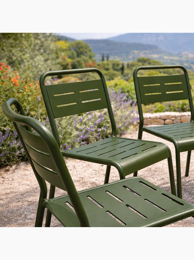 BERGAME Lot de 6 chaises de jardin empilables vertes Vert - Kiabi