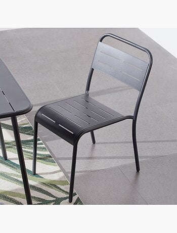 BERGAME Lot de 6 chaises en acier bleu