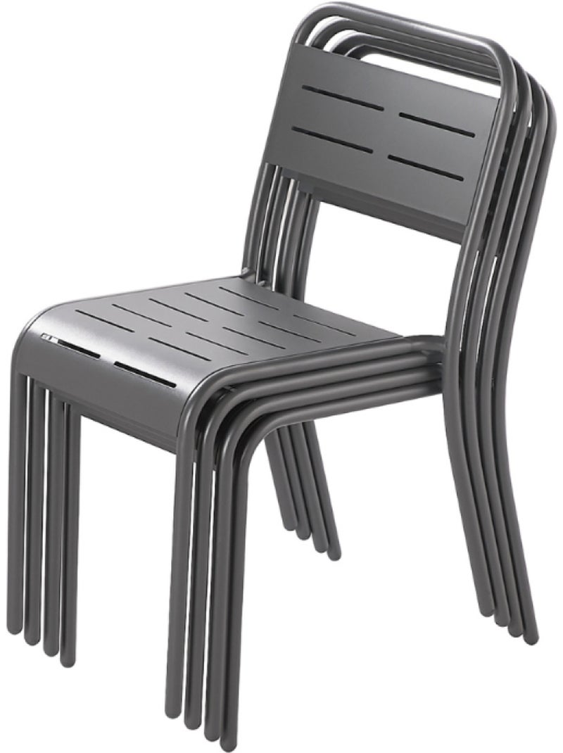 BERGAME Lot de 6 chaises en acier bleu Bleu - Kiabi