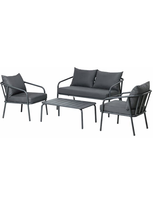 BERGAME Salon de jardin 4 places gris foncé - Kiabi BERGAME Salon de jardin 4 places gris foncé - Kiabi