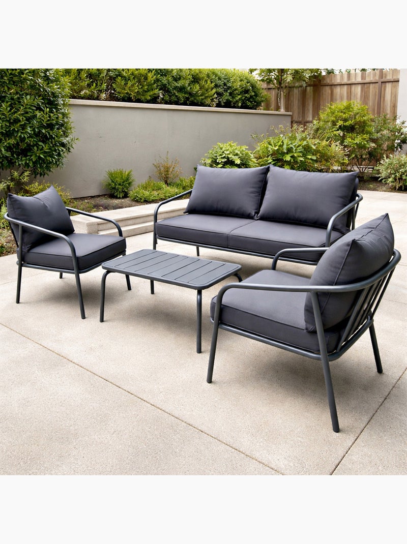 BERGAME Salon de jardin 4 places gris foncé Gris - Kiabi