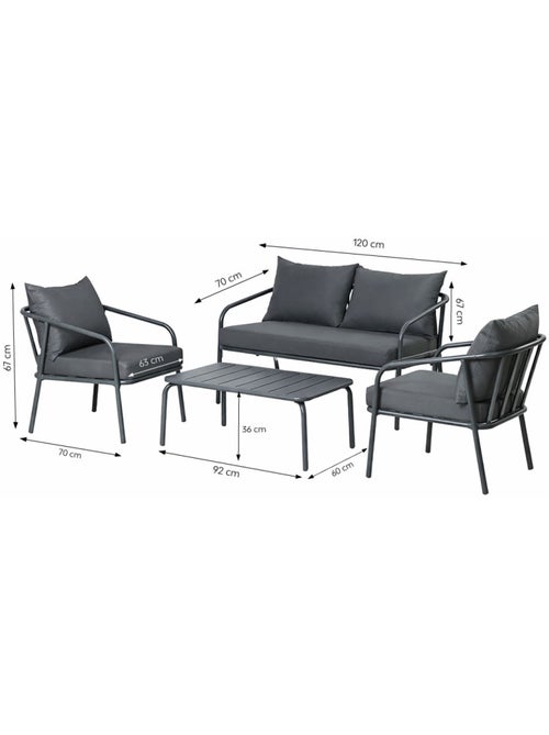 BERGAME Salon de jardin 4 places gris foncé - Kiabi BERGAME Salon de jardin 4 places gris foncé - Kiabi