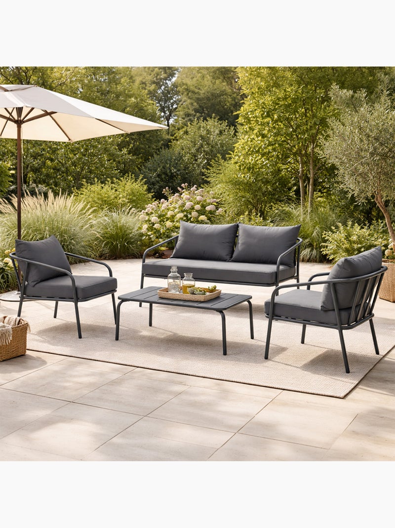 BERGAME Salon de jardin 4 places gris foncé Gris - Kiabi