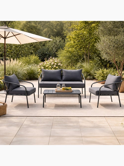 BERGAME Salon de jardin 4 places gris foncé - Kiabi BERGAME Salon de jardin 4 places gris foncé - Kiabi