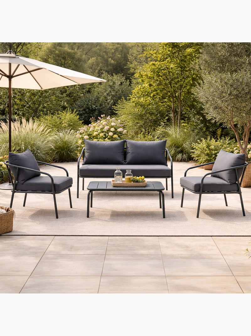 BERGAME Salon de jardin 4 places gris foncé Gris - Kiabi