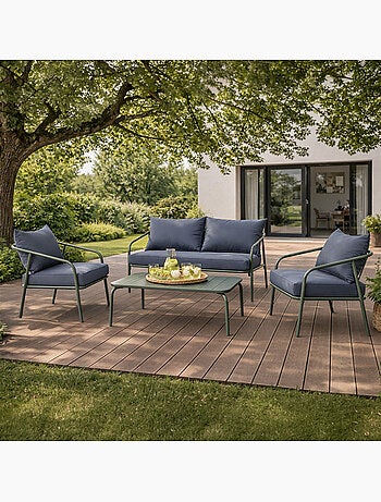 BERGAME Salon de jardin 4 places terracotta