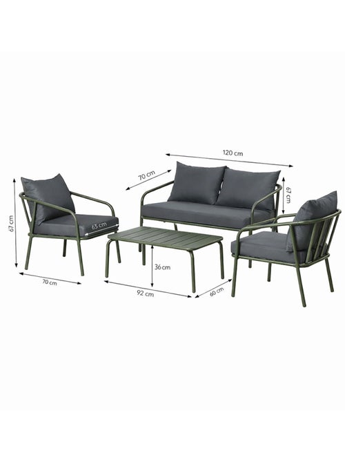 BERGAME Salon de jardin 4 places kaki - Kiabi BERGAME Salon de jardin 4 places kaki - Kiabi