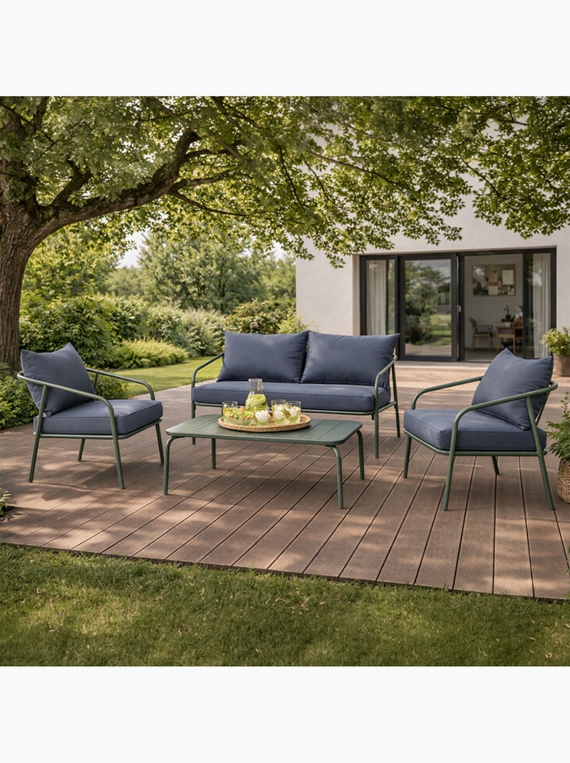 BERGAME Salon de jardin 4 places kaki Kaki - Kiabi