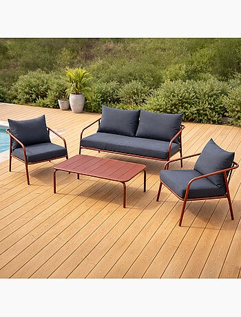 BERGAME Salon de jardin 4 places terracotta