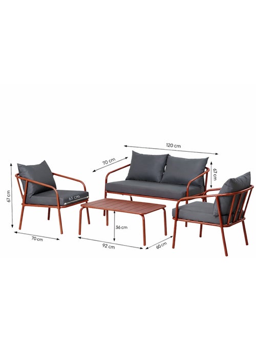 BERGAME Salon de jardin 4 places terracotta - Kiabi