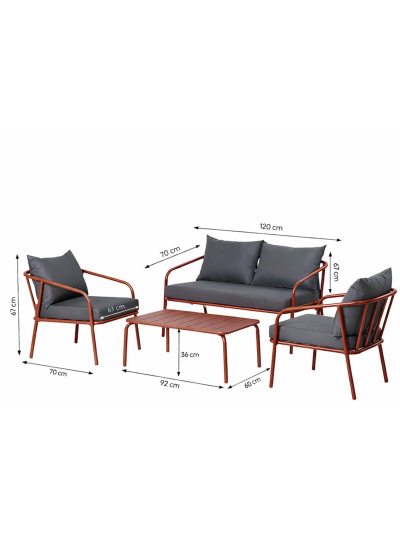 BERGAME Salon de jardin 4 places terracotta Terracotta - Kiabi