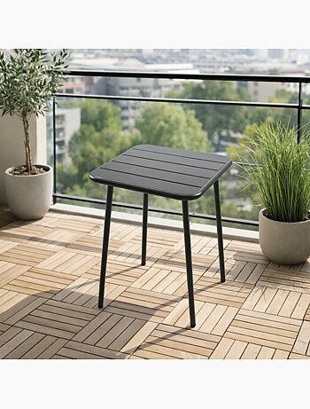 BERGAME Table carrée 2 places 50x50cm gris foncé