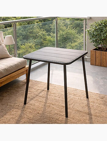 BERGAME Table carrée 2 places 50x50cm gris foncé