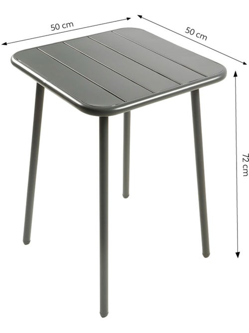 BERGAME Table carrée 2 places 50x50cm gris foncé - Kiabi