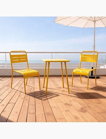 BERGAME Table carrée 2 places 50x50cm jaune