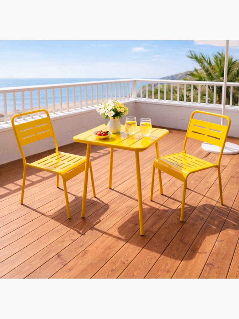 BERGAME Table carrée 2 places 50x50cm jaune Jaune - Kiabi