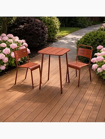 BERGAME Table carrée 2 places 50x50cm jaune