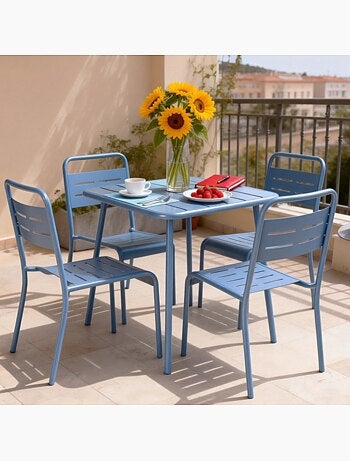 BERGAME Table carrée 4 places 70x70cm jaune