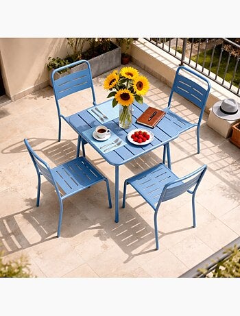 BERGAME Table carrée 4 places 70x70cm jaune