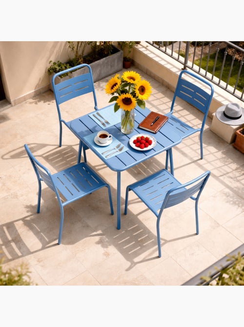 BERGAME Table carrée 4 places 70x70cm bleu - Kiabi