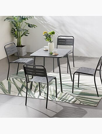 BERGAME Table carrée 4 places 70x70cm jaune