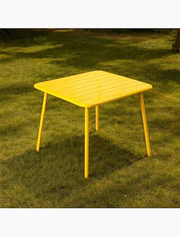 BERGAME Table carrée 4 places 70x70cm jaune
