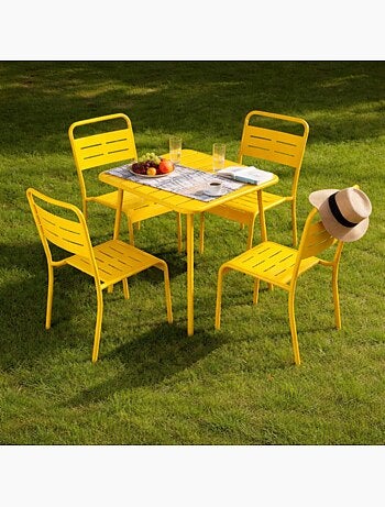 BERGAME Table carrée 4 places 70x70cm jaune