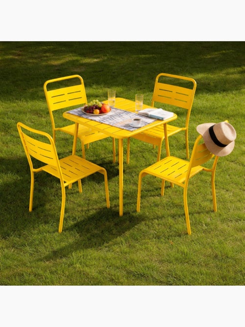 BERGAME Table carrée 4 places 70x70cm jaune - Kiabi