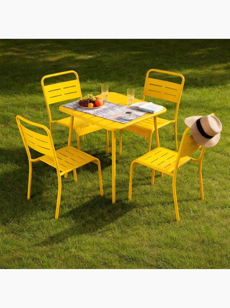 BERGAME Table carrée 4 places 70x70cm jaune Jaune - Kiabi