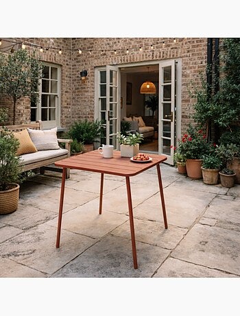 BERGAME Table carrée 4 places 70x70cm jaune