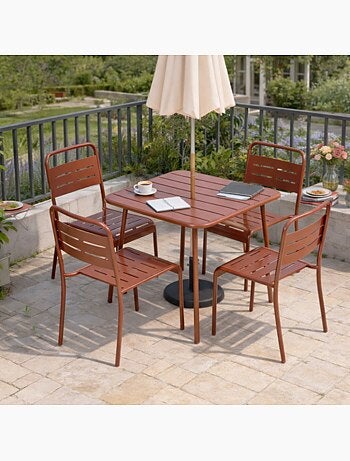 BERGAME Table carrée 4 places 70x70cm jaune