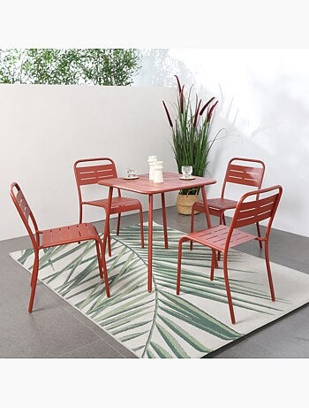 BERGAME Table carrée 4 places 70x70cm jaune