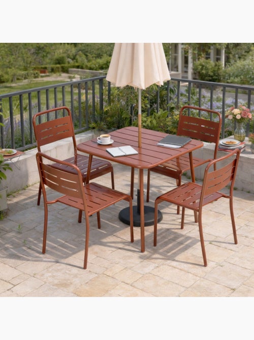 BERGAME Table carrée 4 places 70x70cm terracotta - Kiabi