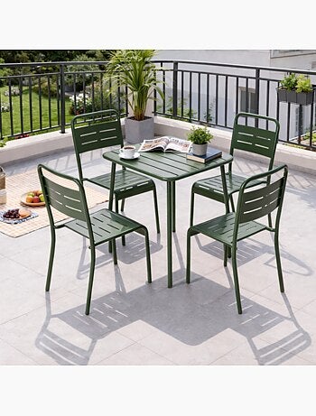 BERGAME Table carrée 4 places 70x70cm jaune