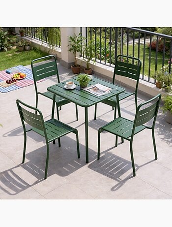 BERGAME Table carrée 4 places 70x70cm jaune