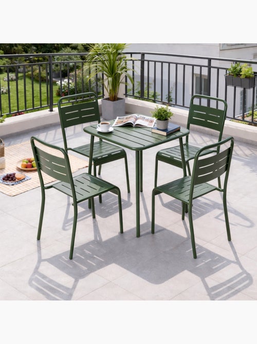BERGAME Table carrée 4 places 70x70cm vert - Kiabi