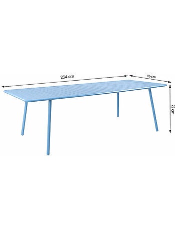 BERGAME Table de jardin 10-12 places 234cm bleue