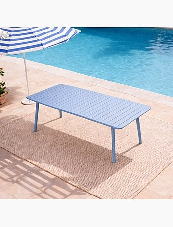 BERGAME Table de jardin 10-12 places 234cm bleue