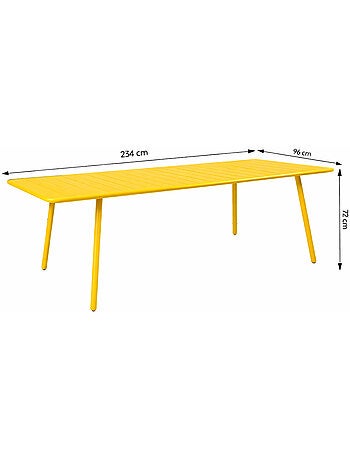 BERGAME Table de jardin 10-12 places 234cm bleue