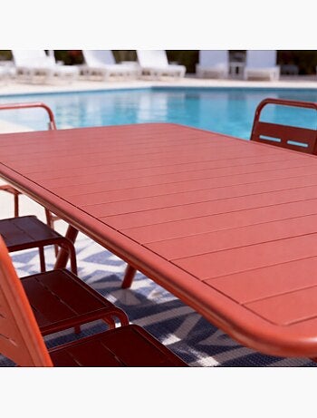 BERGAME Table de jardin 10-12 places 234cm bleue