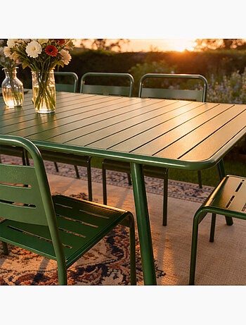 BERGAME Table de jardin 10-12 places 234cm bleue