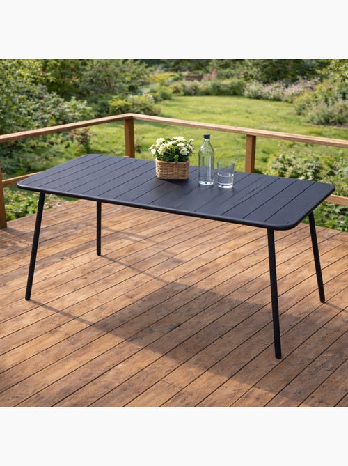 BERGAME Table de jardin 4 à 6 places 120cm gris foncé - Kiabi
